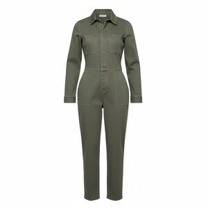 Rylee Cru Coveralls Boiler suit Olive Green Flight Suit Size Medium Button Up